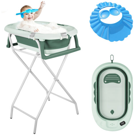 Baignoire Bébé Pliable XXL Avec Coussin De Bain Bebe Et Thermomètre Intégré  Et Chapeau de bébé - Baignoire Enfant Avec Siege De Bain Pour Bebe - baignoire Bebe Sur Pied