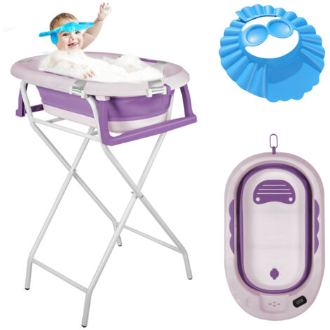 Baignoire Bébé Pliable XXL Avec Coussin De Bain Bebe Et Thermomètre Intégré  Et Chapeau de bébé - Baignoire Enfant Avec Siege De Bain Pour Bebe - baignoire Bebe Sur Pied