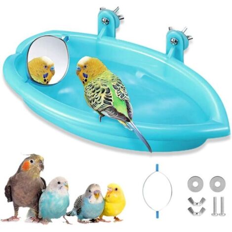 Baignoire Bird avec miroir,Bol de baignoire Bird,Cage Cockatiel Perruche,Baignoire pour oiseaux,Pet Perroquet Budgie,Baignoire Bird Baignoire