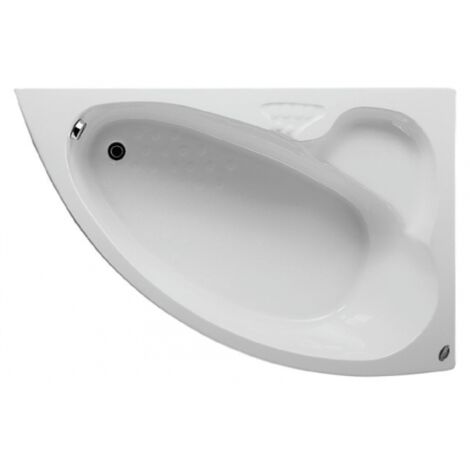 Baignoire d'angle acrylique KONCHILI 155x100 cm-Blanc-Gauche-Blanc-100 --