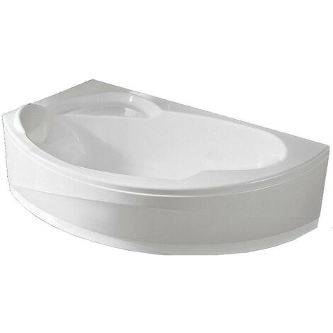 Baignoire d'angle asymétrique VOGUE - Angle à droite - Dimensions : 165 x 85 avec pieds - sans tablier - Couleur : Blanc - Blanc