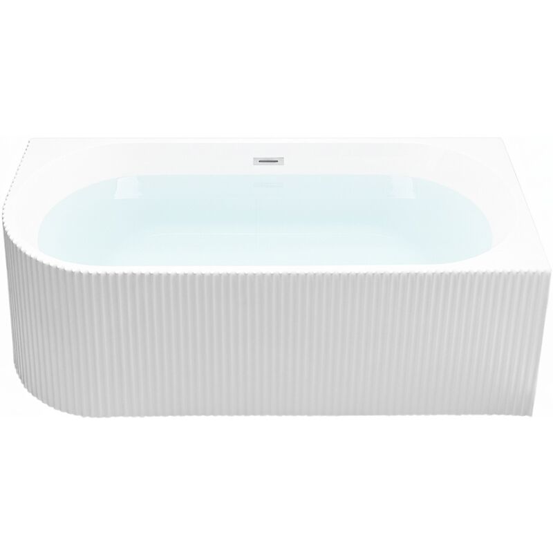Beliani - Baignoire d'Angle Côté Gauche en Acrylique Blanche Cannelée 160 x 80 cm Moderne Gocta