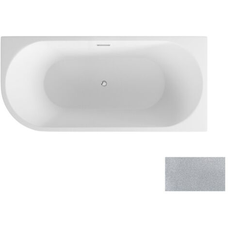 Baignoire d’angle droit chrome glam avec bonde chrome 150x70 ZOYA