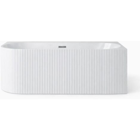 Baignoire d’angle droite – 170 x 75 cm – Blanc brillant rainuré – PERLE