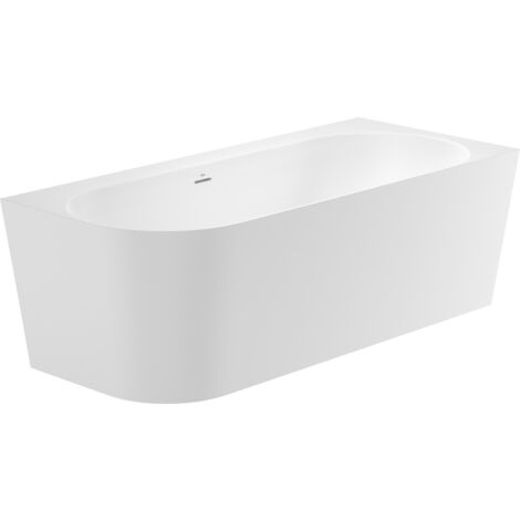 Baignoire d'angle droite "RAINA" 320 L en Stonex avec vidage et siphon - 1800 x 800mm - Blanc - Roca