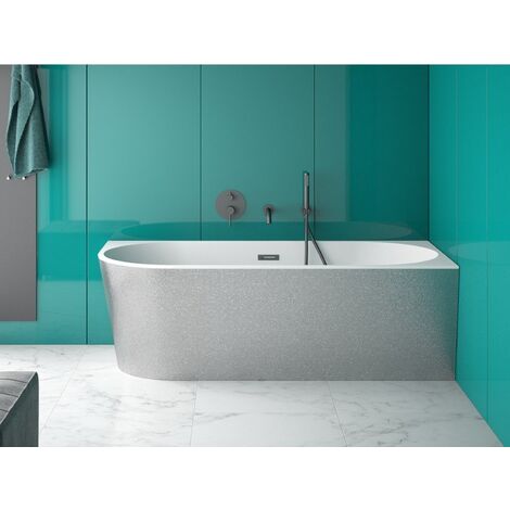 Baignoire d’angle gauche chrome glam avec bonde chrome 170x80 ZOYA