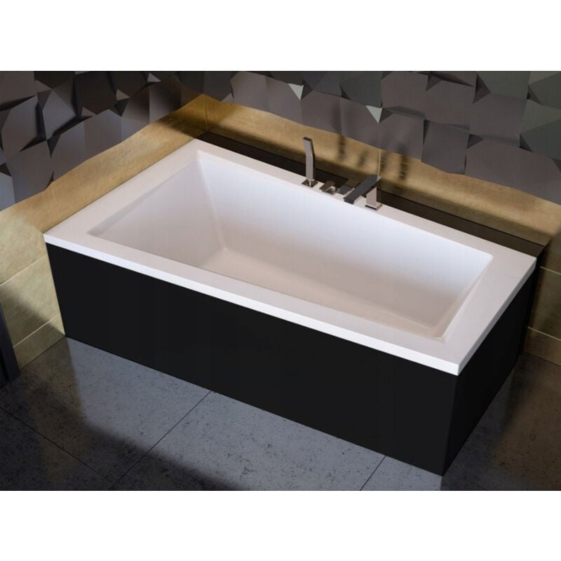 Azura Home Design - Baignoire d'angle gauche intima 150 ou 160 cm avec tablier noir - 160cm