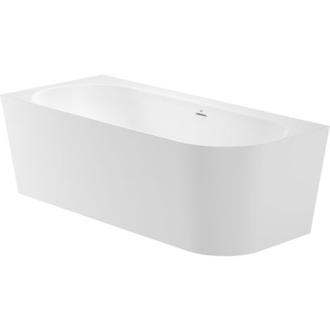 Baignoire d'angle gauche "RAINA" 274L en Stonex avec vidage et siphon - 1700 x 750mm - Blanc - Roca