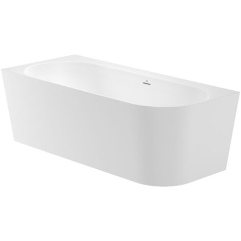 Baignoire d'angle gauche "RAINA" 320L en Stonex avec vidage et siphon - 1800 x 800 mm - Blanc - Roca