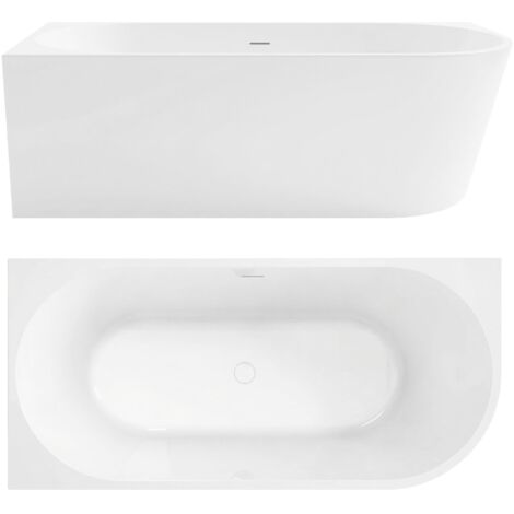 Baignoire D’Angle Rea Bellanto 150 White gauche Capuchon or brossé