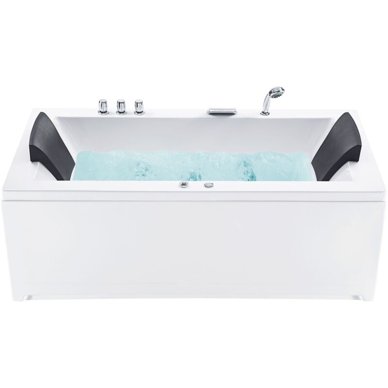 Beliani - Baignoire d'Angle Gauche Balnéo Blanche Rectangulaire 2 places avec Leds Varadero