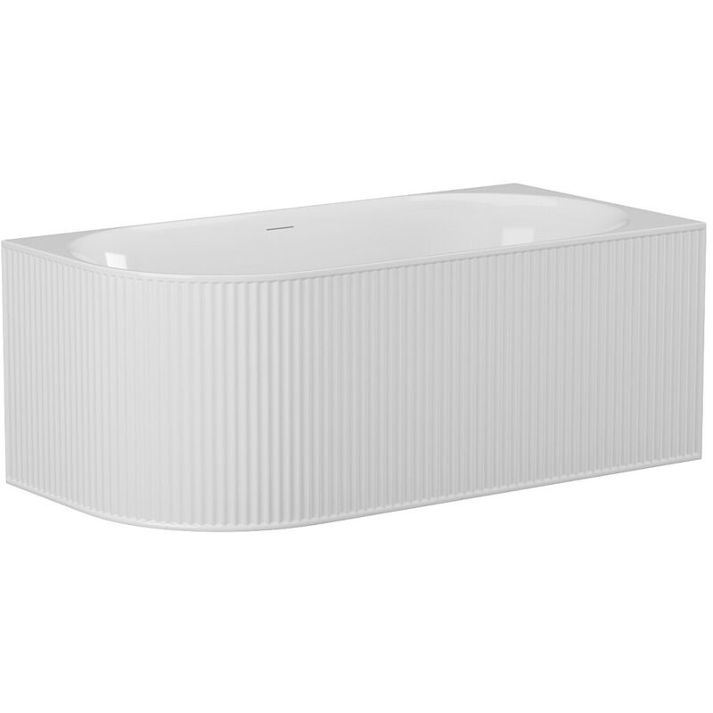 Vente-unique - Baignoire d'angle striée - 215L - 150 x 75 x 58 cm - Blanc mat - Acrylique - Angle droit - barbori