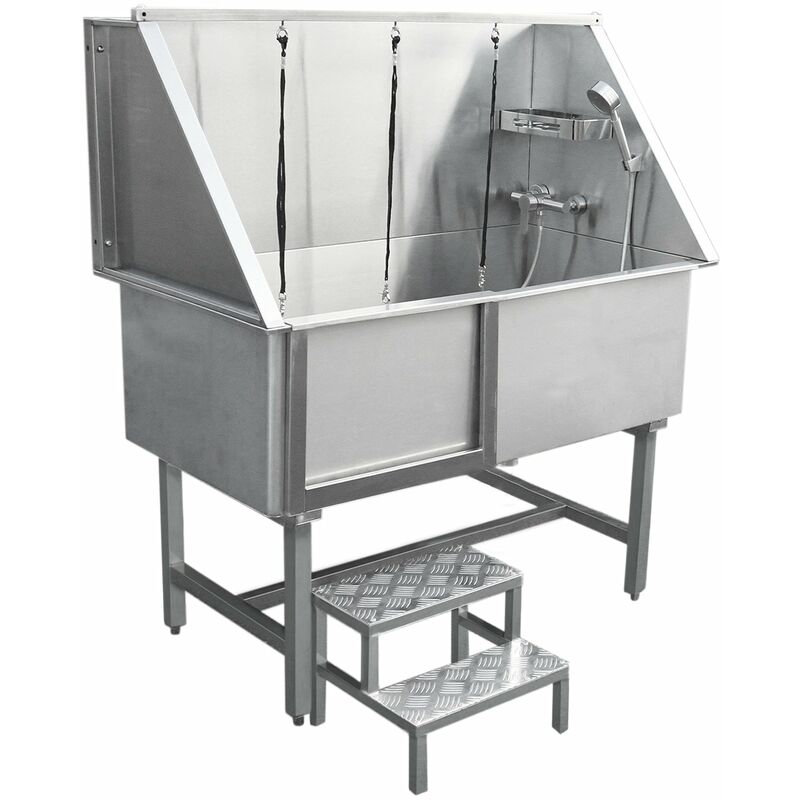 Monster-shop - Baignoire de Toilettage Professionnelle Table Toilettage Chien 600mm en Acier Inoxydable Animaux de Compagnie Grand Bain de Toilettage