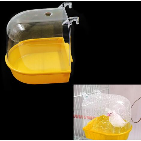 Baignoire D'Oiseau BoîTe Bain Jouet - Suspendu Perruche Baignoires Pour Oiseaux Perroquets Avec Crochets Nourrisseur Plupart Des Cages Cage Animaux Perruches Douche Suspendue Canaris 1 PièCe