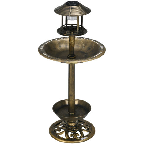Baignoire d’oiseaux, nichoir, gamelle de nourriture. Résistant aux intempéries. 2 bols. Design vintage. 50 x 50 x 110 cm. Bronze