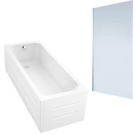 Baignoire droite DURAVIT D-Code 1700x700mm + Pare Bain gauche AURYS Mist 1 chromé