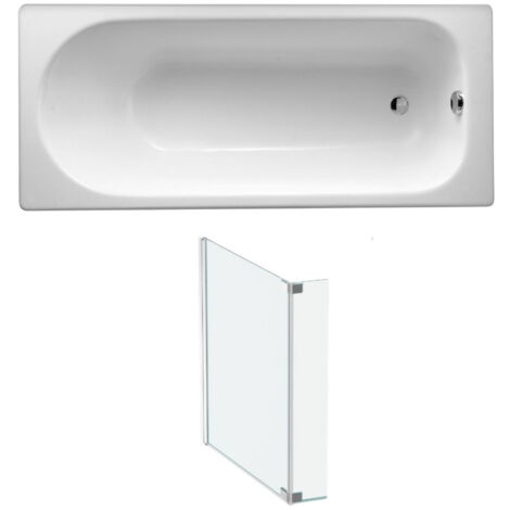Baignoire droite JACOB DELAFON Soissons en fonte + pare bain 170 X 70