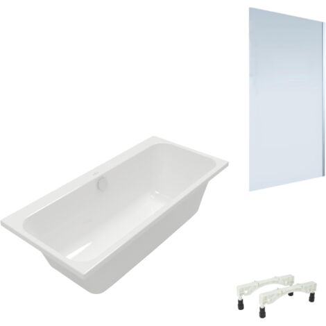 Baignoire droite VILLEROY & BOCH Architectura avec pieds 170 x 70 cm Blanc + Pare bain droite AURYS Mist 1 chromé