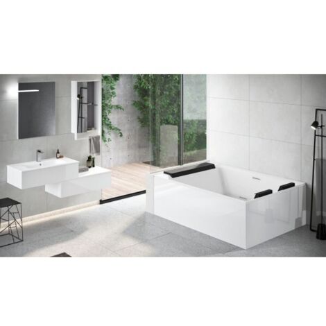 Baignoire duo NOVELLINI DIVINA DUAL 190x140 cm-Blanc-Droite-Blanc-140 --