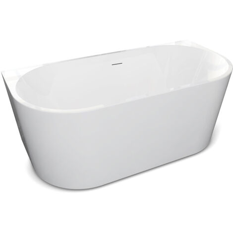 Baignoire EMMA - 1700x800x580 mm - Blanc brillant - Acrylique de haute qualité - Confortable et élégante – avec clic-clac blanc tapis