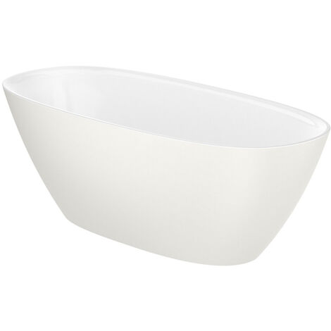 Baignoire en îlot ARIANE 240L en Stonex avec vidage et siphon - Beige