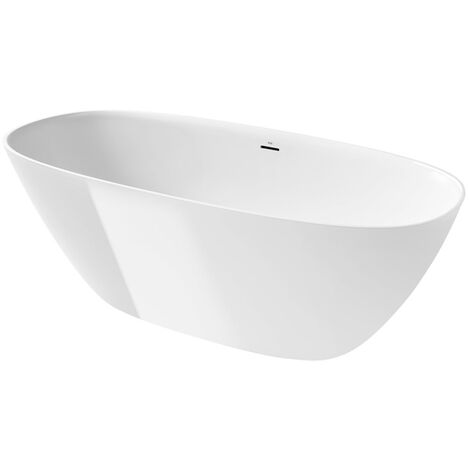 Baignoire en îlot ARIANE 240L en Stonex avec vidage et siphon - Blanc