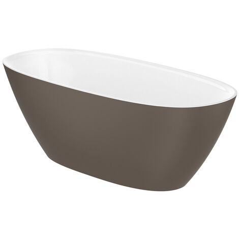 Baignoire en îlot ARIANE 240L en Stonex avec vidage et siphon - Café
