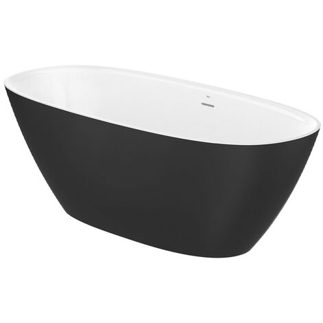Baignoire en îlot ARIANE 240L en Stonex avec vidage et siphon - Noir