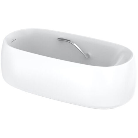 Baignoire flottante sur pied, avec poignée de baignoire, ronde blanc mat TOTO