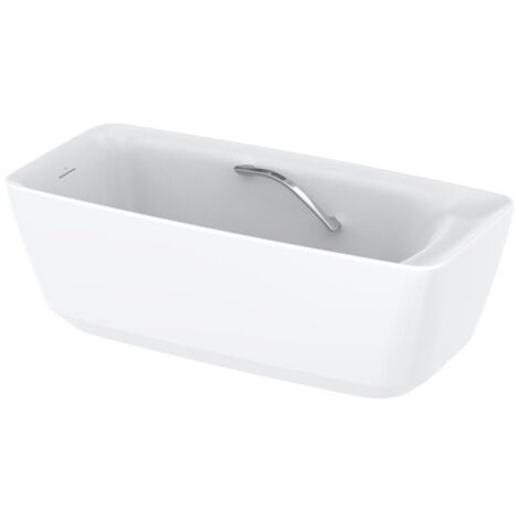 Baignoire flottante sur pied, avec poignée de bain, carré blanc mat TOTO