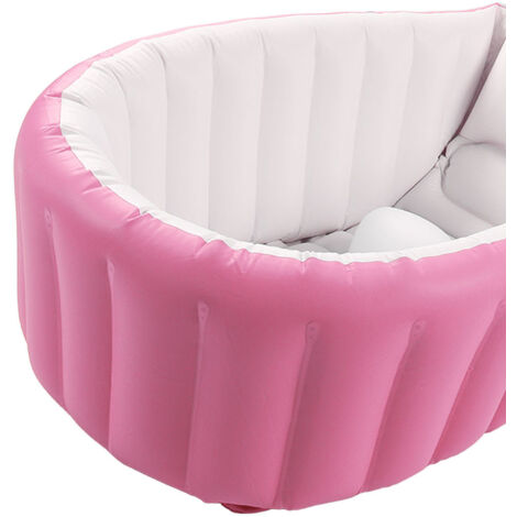 Baignoire Gonflable Bébé avec Pompe à Air, Fond Antidérapant, Marqueur Niveau d'Eau, Portable pour Salle de Bain Rose
