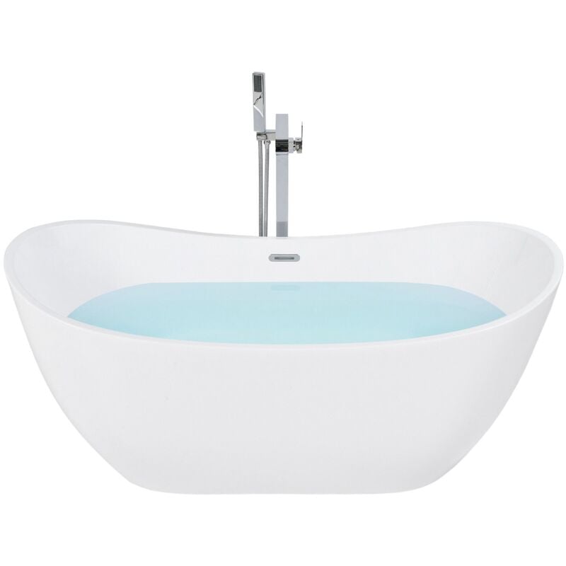 Beliani - Baignoire Îlot de Forme Ovale en Acrylique Blanc 170 cm Capacité Maximum de 240 Litres et Design Tendance pour Salle de Bain Moderne