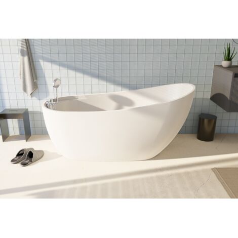 Baignoire ilot autoportante BALI 170x75 cm avec robinetterie intégrée