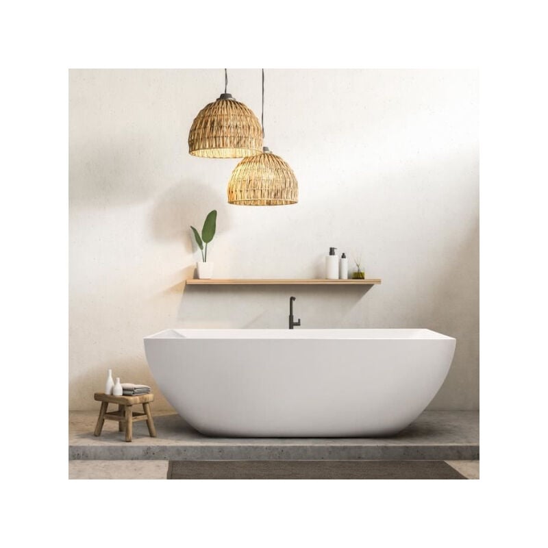 Oceanic - Baignoire ilot autoportante Mayã - Acrylique - Bonde poussoir - Blanc