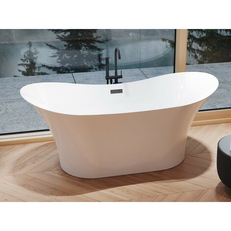 Baignoire îlot blanc avec bonde dorée AMBER 170x80