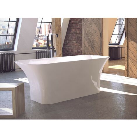 Baignoire îlot blanc brillant avec bonde graphite ASSOS 160x70