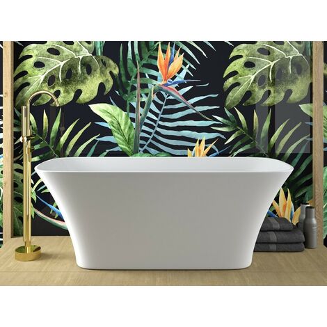 Baignoire îlot blanc brillant avec bonde graphite ASSOS S-LINE 160x70