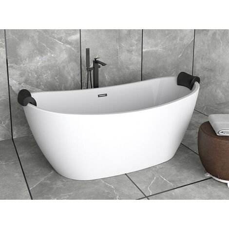 Baignoire îlot blanc brillant avec bonde graphite Ayla 170x80