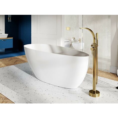 Baignoire îlot blanc mat avec bonde blanc GOYA 170x72