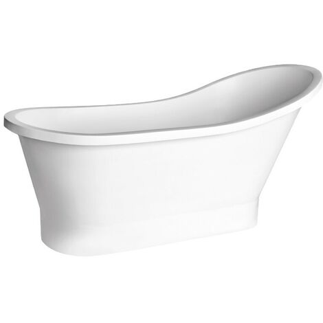 Baignoire îlot blanc mat avec bonde graphite GLORIA 150x66