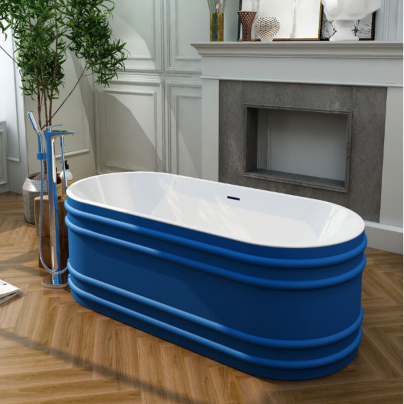 Krone - Baignoire îlot design 180x80 cm - Bleu style Haussmannien - Acrylic Lucite®