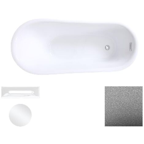 Baignoire îlot chrome glam avec bonde blanc CALIMA 170x74