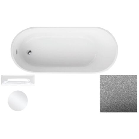 Baignoire îlot chrome glam avec bonde blanc MELODY 150x80