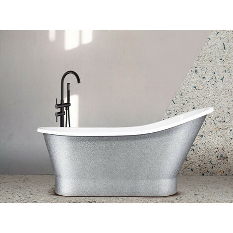 Baignoire îlot chrome Glam avec bonde chrome GLORIA 150x66