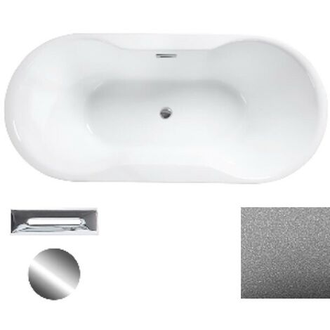 Baignoire îlot chrome Glam avec bonde chrome NAVIA 145x75
