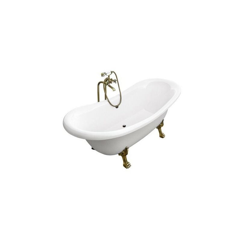 Azura Home Design - Baignoire îlot danakos ii 190x77 cm - Blanc - doré
