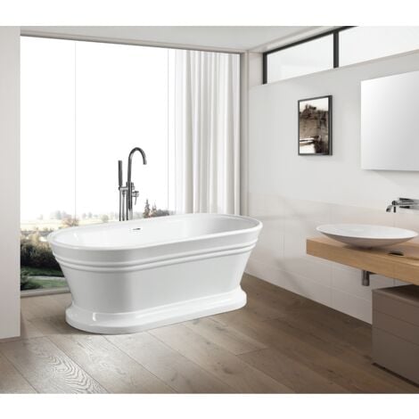 STANO. Baignoire îlot design ovale SEATTLE Blanche 170 cm