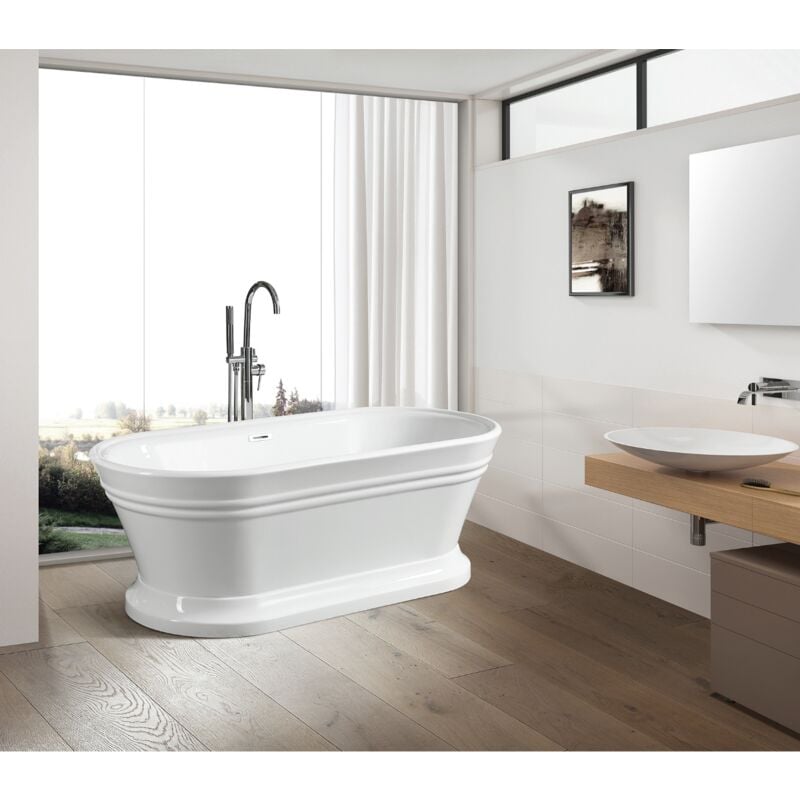 Stano. - Baignoire îlot design ovale seattle Blanche 150 cm