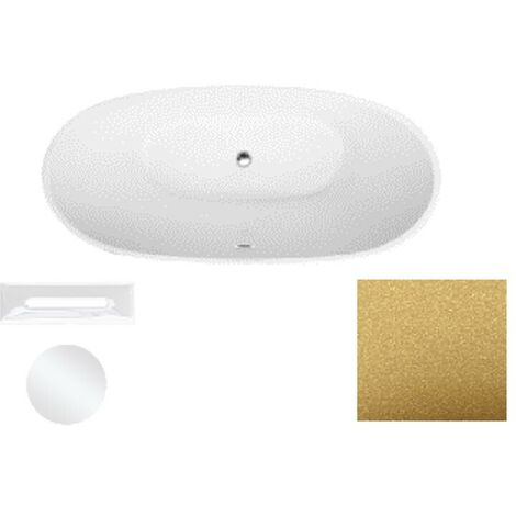 Baignoire îlot doré Glam avec bonde blanc Ayla 170x80