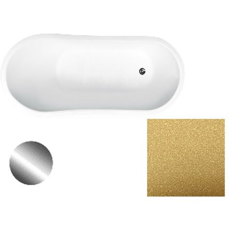 Baignoire îlot doré Glam avec bonde dorée GLORIA 150x66